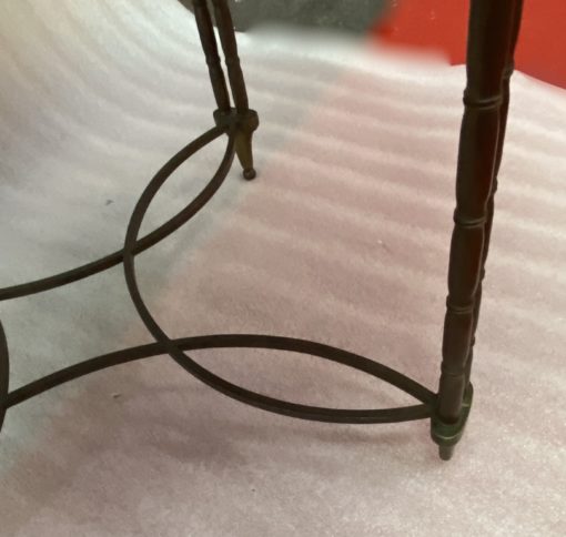 1950/70′ Round Bronze Coffee Table Palm Tree Decor, Black Chinese Lacquer Tray In The Style Of Maison Baguès - Image 8