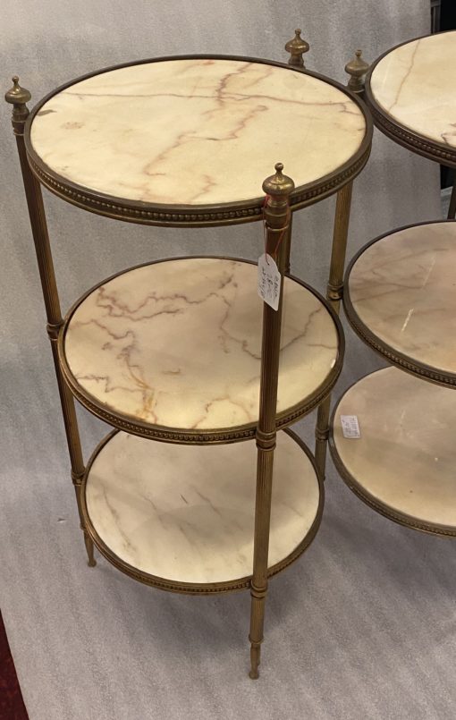 1970' Pair Of Pedestal Tables Or Round Stands Gilt Bronze And Onyx 3 Trays Maison Jansen, Baguès Or Charles ∅ 40 H 81 cm - Image 8