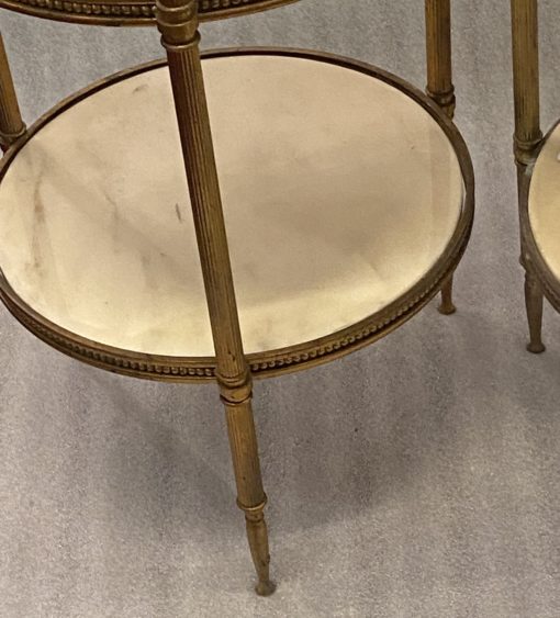 1970' Pair Of Pedestal Tables Or Round Stands Gilt Bronze And Onyx 3 Trays Maison Jansen, Baguès Or Charles ∅ 40 H 81 cm - Image 5