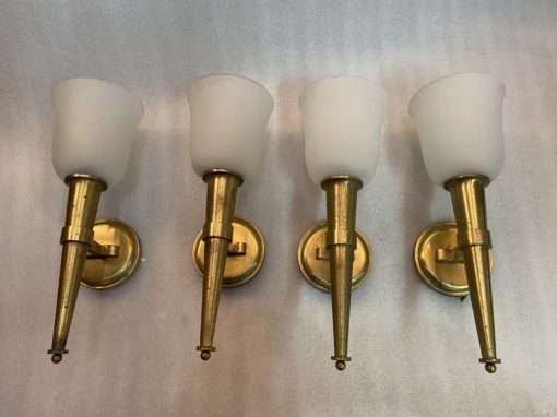 1960' 2 Pairs Of Wall Lamps Art Deco By Perzel Signed