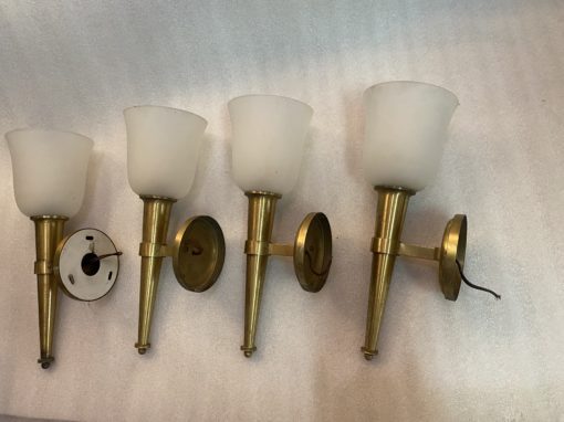 1960' 2 Pairs Of Wall Lamps Art Deco By Perzel Signed - Image 5