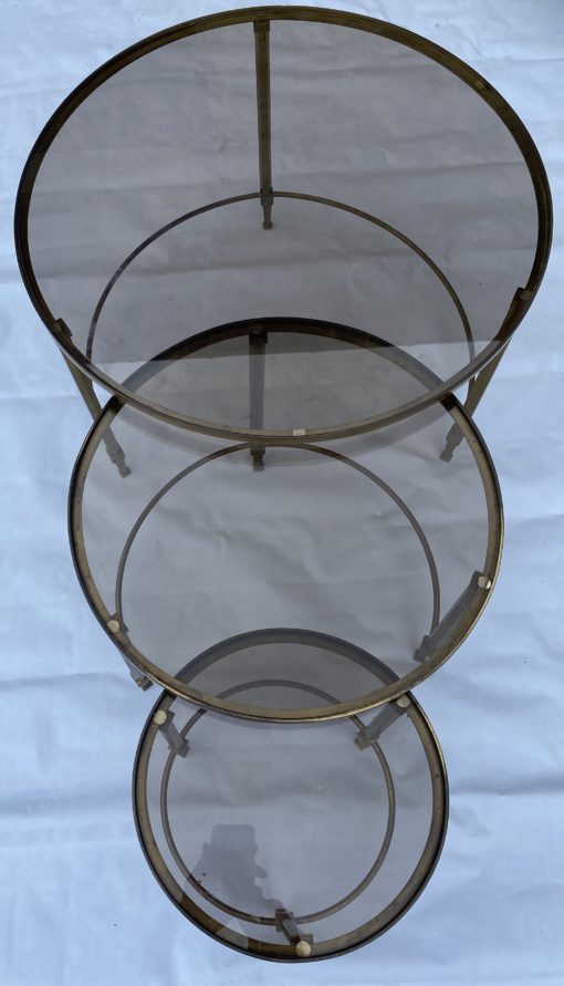 1950/70 Série de Tables Gigognes Rondes Maison Ramsay de Style en Laiton – Image 6