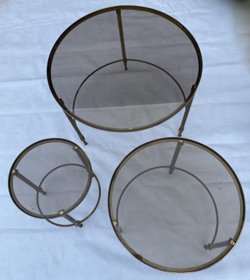 1950/70 Série de Tables Gigognes Rondes Maison Ramsay de Style en Laiton – Image 2
