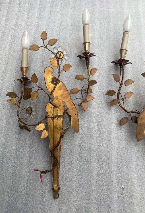 1970' Pair Of Wall Lights With Parakeet Placed On A Sheath, Maison Baguès H 63 cm - Image 5