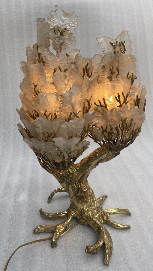 1970′ Enlightening Coral Lamp In Bronze With Gypsum Imitating Rock Crystal In The Style Of Duval Brasseur, Faure, Fernandez - Image 5