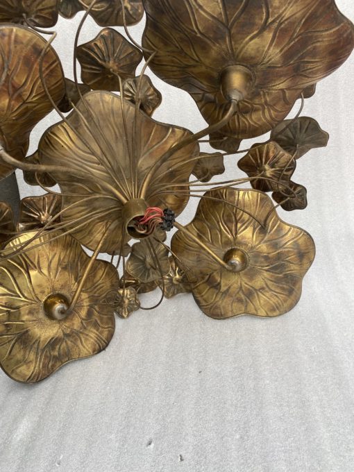 1970' Ceiling Lamp Au Foliage Maison Jansen in Brass Ø 90 cm 5 Bulbs - Image 4