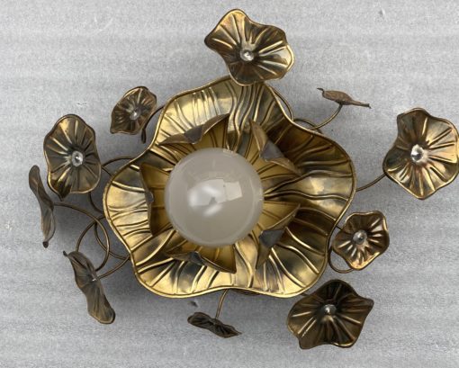 1970′ Wall Lamp Or Ceiling Lamp Au Foliage Maison Jansen Brass 1 Bulb 65 X 47 cm