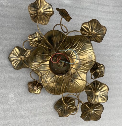 1970′ Wall Lamp Or Ceiling Lamp Au Foliage Maison Jansen Brass 1 Bulb 65 X 47 cm - Image 4