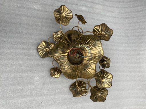 1970′ Wall Lamp Or Ceiling Lamp Au Foliage Maison Jansen Brass 1 Bulb 65 X 47 cm - Image 3