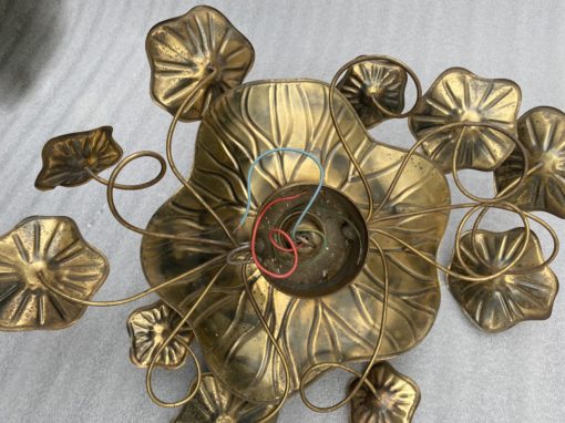 1970′ Wall Lamp Or Ceiling Lamp Au Foliage Maison Jansen Brass 1 Bulb 65 X 47 cm - Image 2