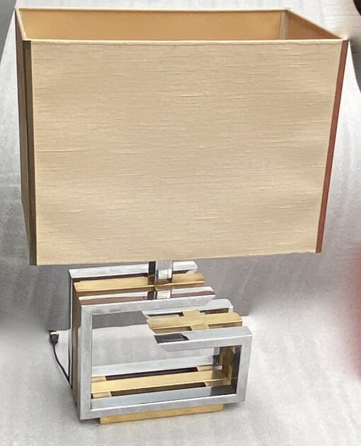 1970 Lampe DLG Willy Rizzo Métal doré Et Chromé H 72 CM