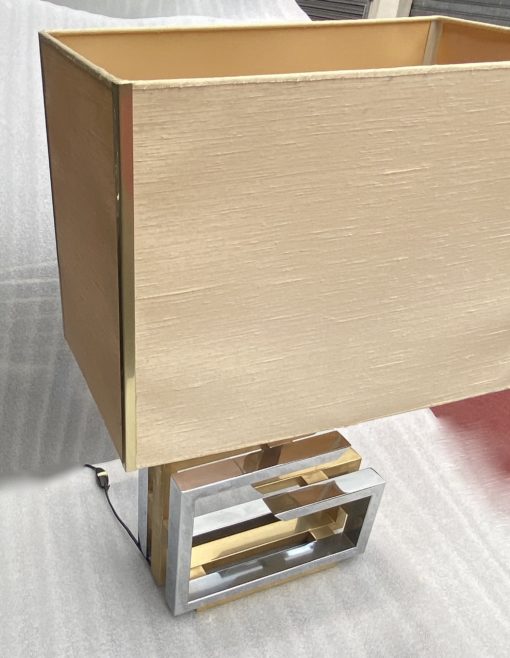1970 Lampe DLG Willy Rizzo Métal doré Et Chromé H 72 CM – Image 8