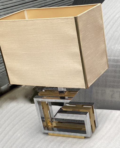 1970 Lampe DLG Willy Rizzo Métal doré Et Chromé H 72 CM – Image 3