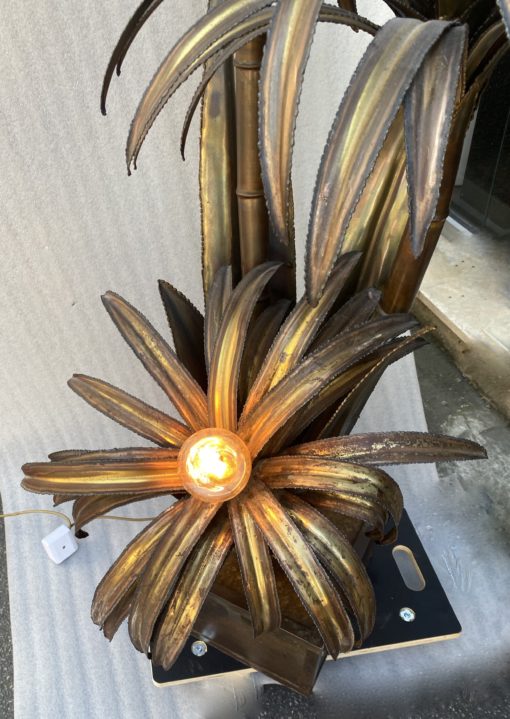 1970 "Palm Tree Floor Lamp in Brass Maison Jansen 3 Heads In The Style Brutaliste H: 170 cm - Image 4