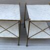 1950/70' Pair Of Side Tables In Brass At 2 Levels Maison Baguès Veined White Marble Trays 42 X 50 X H 54 cm