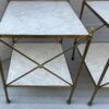 1950/70' Pair Of Side Tables In Brass At 2 Levels Maison Baguès Veined White Marble Trays 42 X 50 X H 54 cm - Image 4