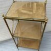 1970 ′ 3 Tier Brass Shelf Maison Baguès Patinated Leather Wood Trays 32 X 40 H 86 cm - Image 2