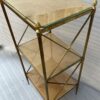 1970 ′ 3 Tier Brass Shelf Maison Baguès Patinated Leather Wood Trays 32 X 40 H 86 cm