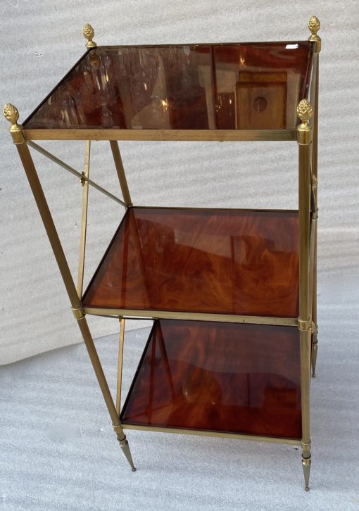 🔍  1970 ′ 3 Tier Brass Shelf Maison Baguès Bakelite Color Amber Trays 32 X 40 H 86 cm - Image 9