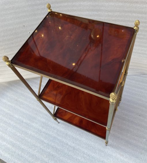 🔍  1970 ′ 3 Tier Brass Shelf Maison Baguès Bakelite Color Amber Trays 32 X 40 H 86 cm - Image 8