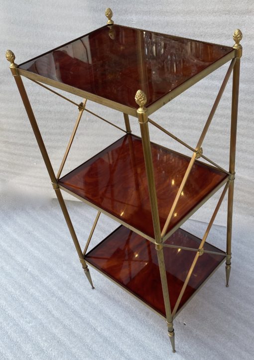 🔍  1970 ′ 3 Tier Brass Shelf Maison Baguès Bakelite Color Amber Trays 32 X 40 H 86 cm - Image 6