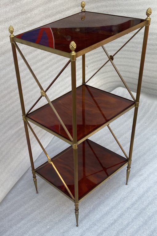🔍  1970 ′ 3 Tier Brass Shelf Maison Baguès Bakelite Color Amber Trays 32 X 40 H 86 cm - Image 5