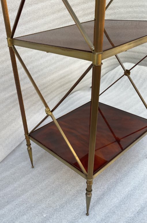 🔍  1970 ′ 3 Tier Brass Shelf Maison Baguès Bakelite Color Amber Trays 32 X 40 H 86 cm - Image 4