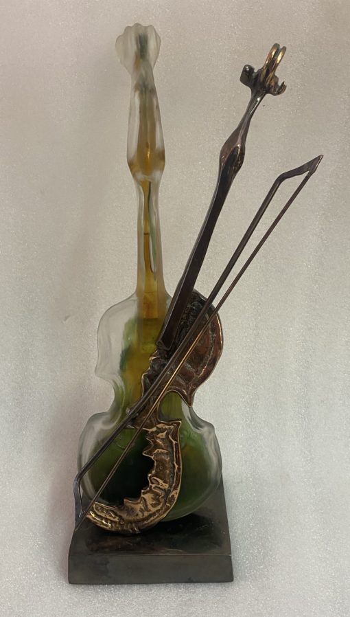 1970/80 Violin In Bronze And Glass Pate Signed LOHE - Image 6