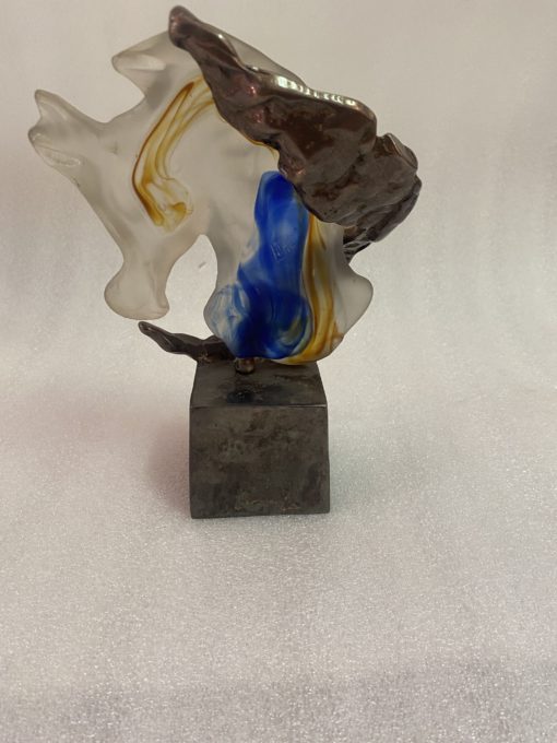 1970/80 Seahorse In Bronze And Glass Pate, Sculpture Signed LOHE - Image 5