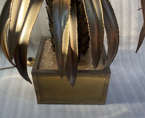 1970' Lampadaire Palmier en Laiton Et fer Patiné Maison Jansen 3 Têtes Style Brutaliste H 170 cm – Image 9