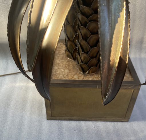 1970' Lampadaire Palmier en Laiton Et fer Patiné Maison Jansen 3 Têtes Style Brutaliste H 170 cm – Image 3