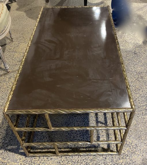 1970' Coffee Table In Oxidized Bronze Lacquer Tray 120 X 60 X H 45 cm - Image 11