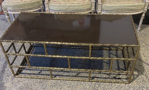 1970' Coffee Table In Oxidized Bronze Lacquer Tray 120 X 60 X H 45 cm