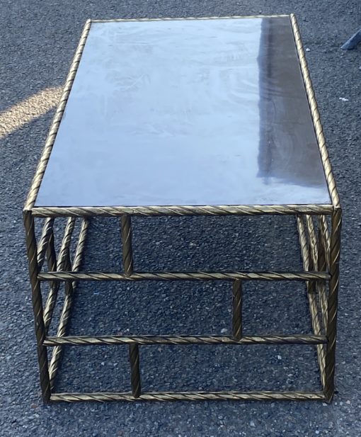 1970' Coffee Table In Oxidized Bronze Lacquer Tray 120 X 60 X H 45 cm - Image 7