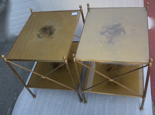 1950/70′ Pair of Brass Shelves at 2 Levels Maison Baguès with Braces with Daisies 42 X 50 X H 55 cm - Image 6
