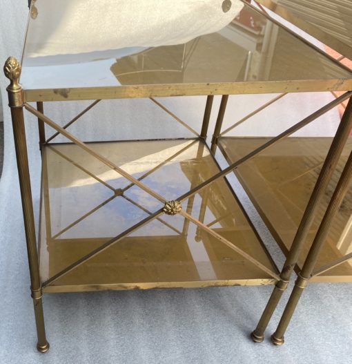 1950/70′ Pair of Brass Shelves at 2 Levels Maison Baguès with Braces with Daisies 42 X 50 X H 55 cm - Image 4