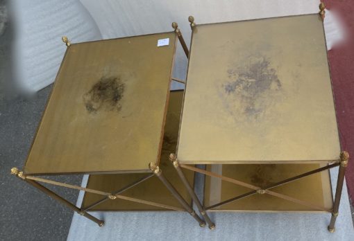 1950/70′ Pair of Brass Shelves at 2 Levels Maison Baguès with Braces with Daisies 42 X 50 X H 55 cm - Image 3