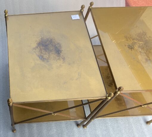 1950/70′ Pair of Brass Shelves at 2 Levels Maison Baguès with Braces with Daisies 42 X 50 X H 55 cm - Image 2
