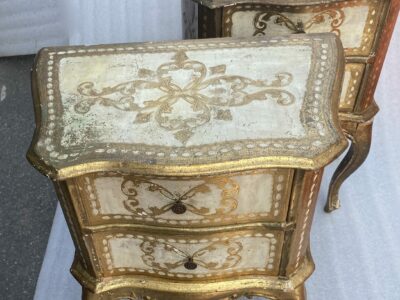 1950/70 Pair Of Italian Sidebeds Golden Wood 48 X 30 X H 60 cm