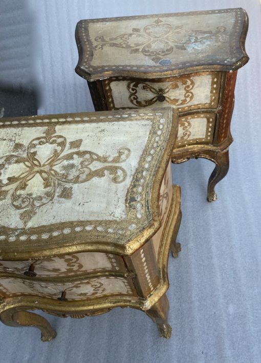 1950/70 Pair Of Italian Sidebeds Golden Wood 48 X 30 X H 60 cm - Image 5