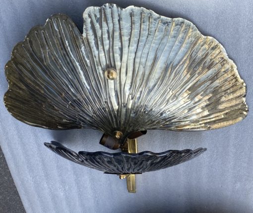 1970/90' Paire d'Appliques Aux Ginkgo Cristal Murano Violine et Or Attribuées A Toso H 70 cm – Image 3