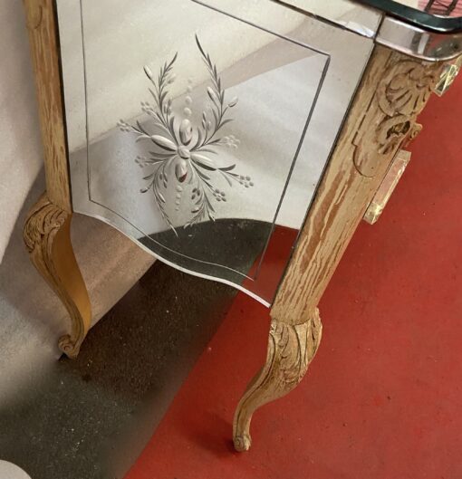 1950/70 Commode Style LXV Gainée De Miroirs Gravés A 2  Tiroirs – Image 12