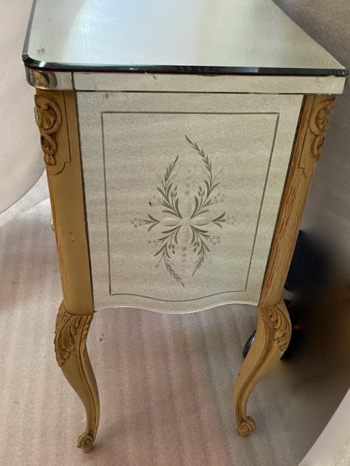 1950/70 Commode Style LXV Gainée De Miroirs Gravés A 2  Tiroirs – Image 7
