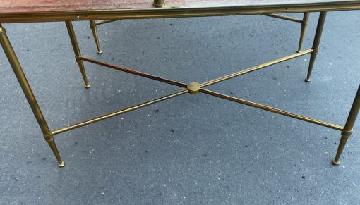 1970′ Paire De Tables à Étage En Bronze Patiné Gainées De Cuir Maison Jansen 71 X 36 cm – Image 9