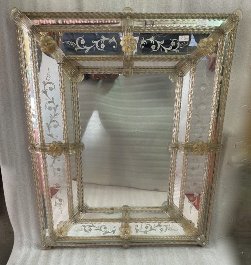 1950/70′ Miroir Murano Style Véronèse Pareclose Rectangulaire avec Réserve 84 X 104 cm