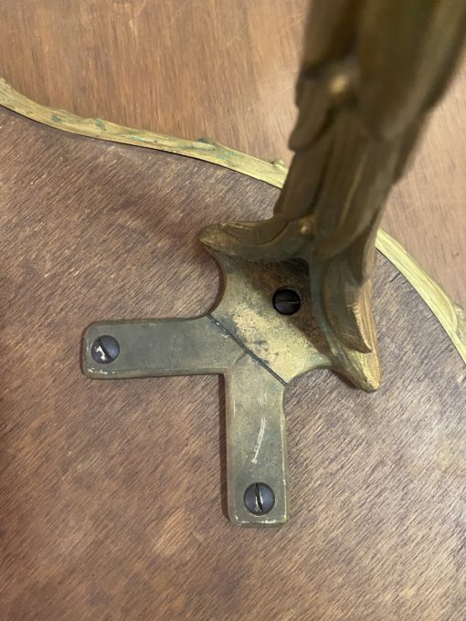 1970′ Maison Charles Tripartite Table Crossbow Shape, Jansen Or Baguès Palm Tree Decor In Gilt Bronze With Aged Mirror Trays - Image 15