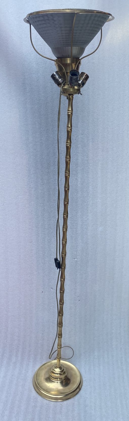 1950/70 Gilt Bronze Floor Lamp Maison Baguès Bamboo Model With Signed Malabert System