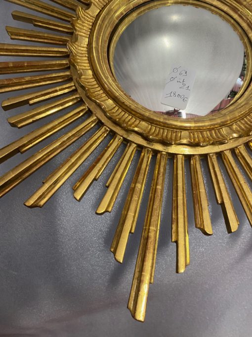 1950/70 ‘Convex Sun Mirror, Golden Wood – Diameter 69 cm - Image 10