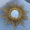 1950/70 ‘ Miroir soleil Convexe, Bois Doré – Diamètre 69 cm – Image 8