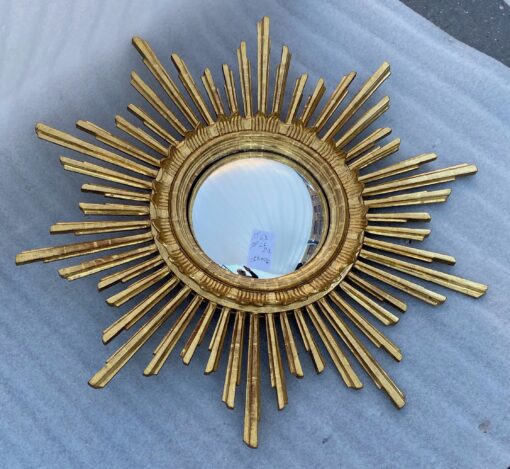 1950/70 ‘Convex Sun Mirror, Golden Wood – Diameter 69 cm - Image 8